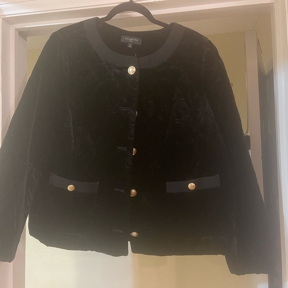 NWT Talbots Quilted Black Velvet Women's Jacket, 1X - Picture 2 of 6